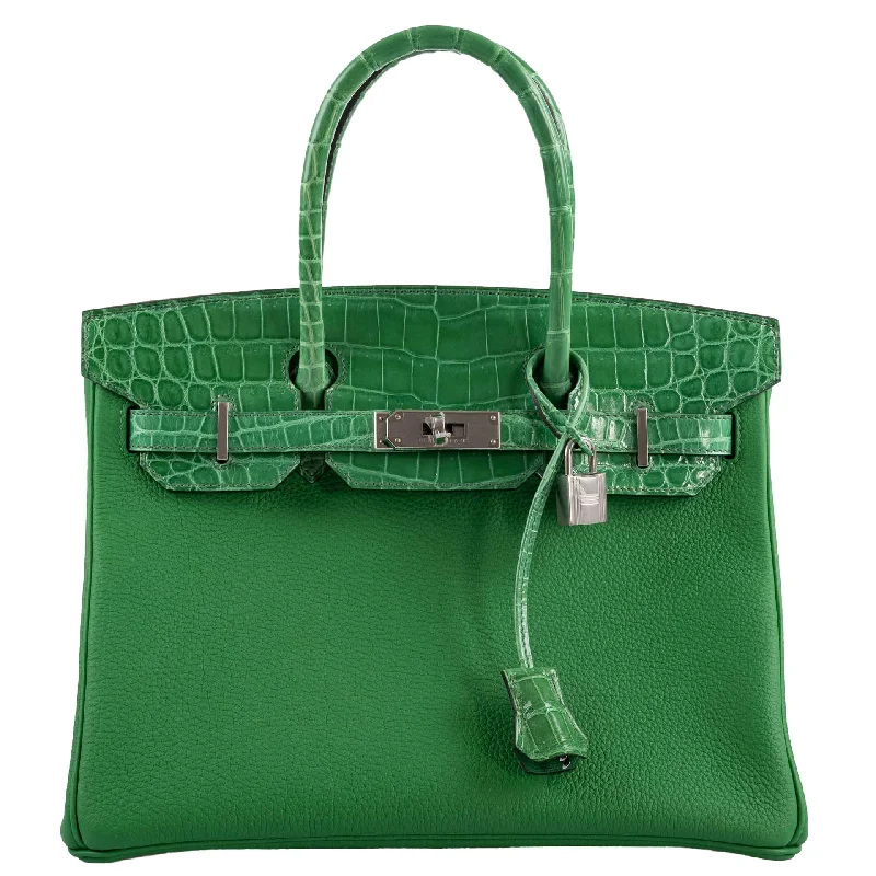 Hermès Birkin Touch 30 Bambou (Bamboo) Togo & Cactus Niloticus Crocodile Palladium Hardware - 2020, Y