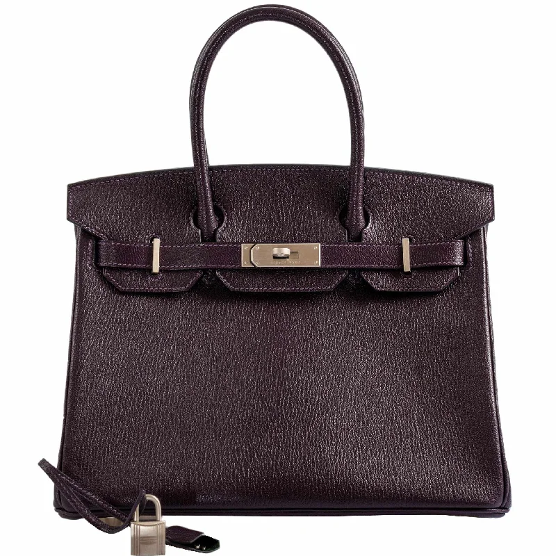 Hermès HSS Birkin 30 Raisin Chevre & Vert Anglais Brushed Palladium Hardware - 2015