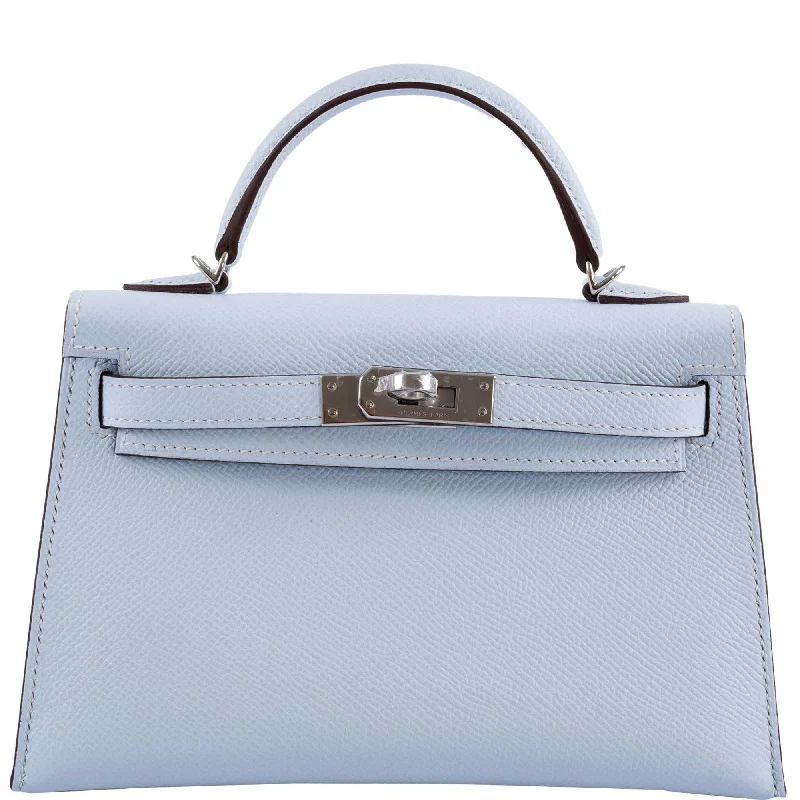 Hermès Kelly 20 Mini II Bleu Brume Hydra Epsom Palladium Hardware- 2021, Z