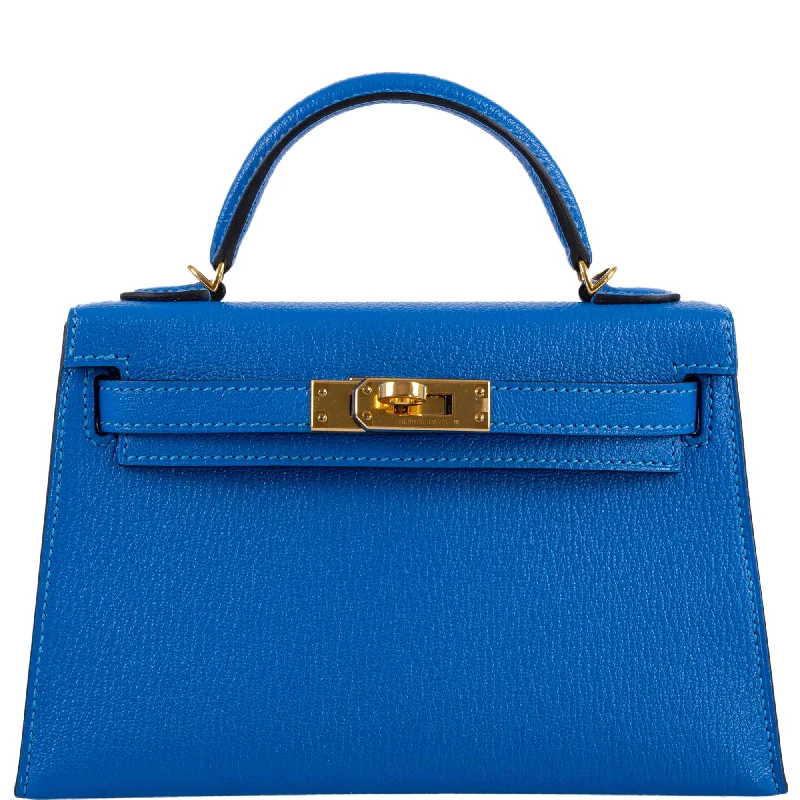 Hermès Kelly 20 Mini II Bleu Hydra Chevre Mysore Gold Hardware- 2018, C