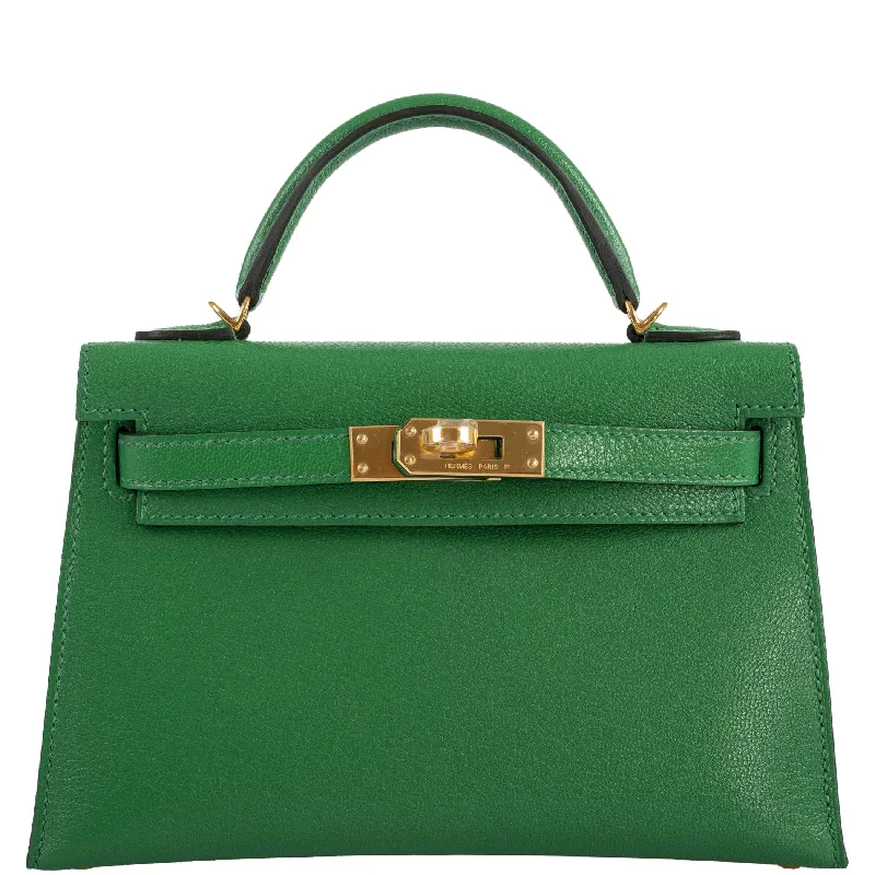 Hermès Kelly 20 Mini II Sellier Bambou Chevre with Gold Hardware - 2021, Z