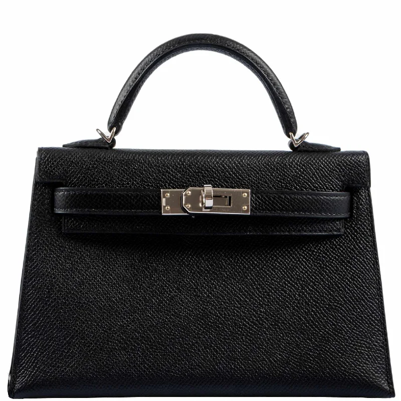 Hermès Kelly 20 Mini II Sellier Black Epsom Palladium Hardware