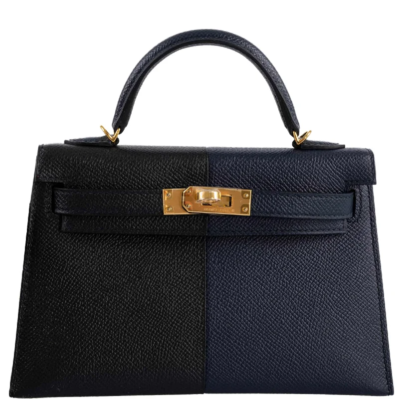 Hermès Kelly 20 Mini II Sellier "Casaque" style Black, Indigo & Rouge H Epsom with Gold Hardware