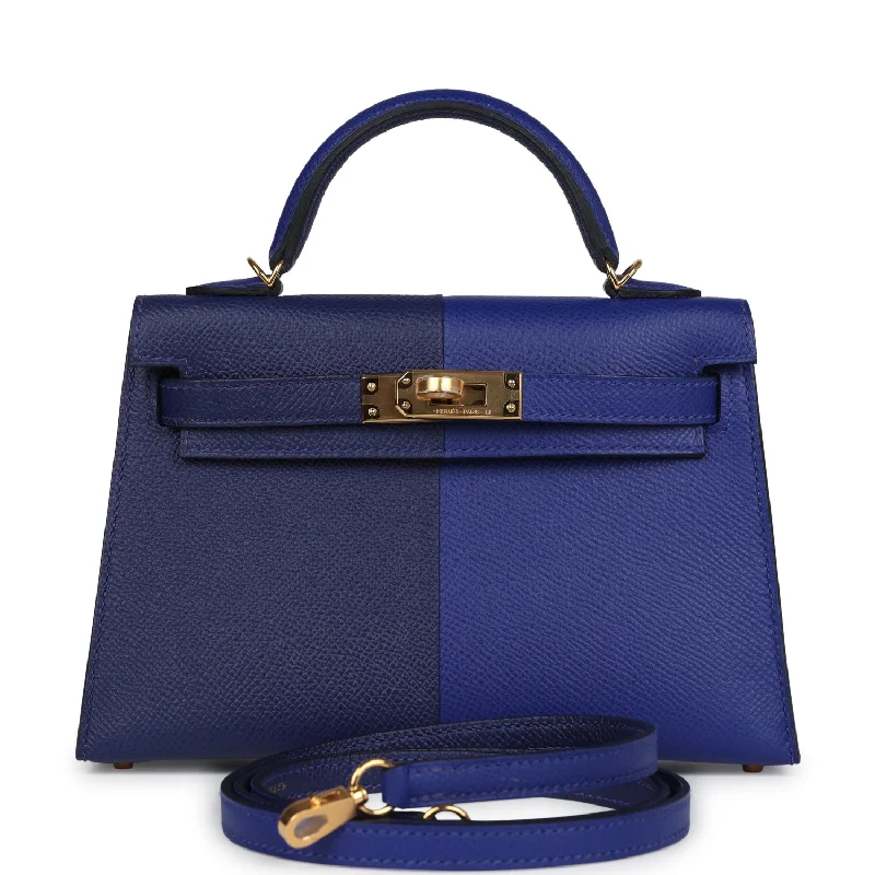 Hermes Casaque Kelly Sellier 20 Bleu Electric and Bleu Encre Epsom Gold Hardware