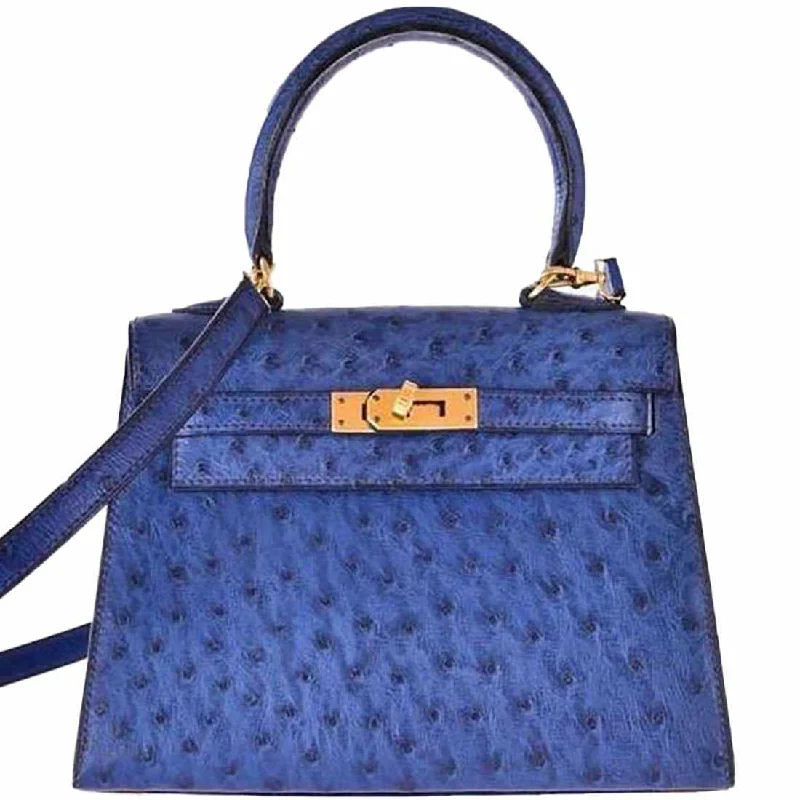 Hermès Kelly Mini 20 Blue Sapphire Ostrich Gold Hardware