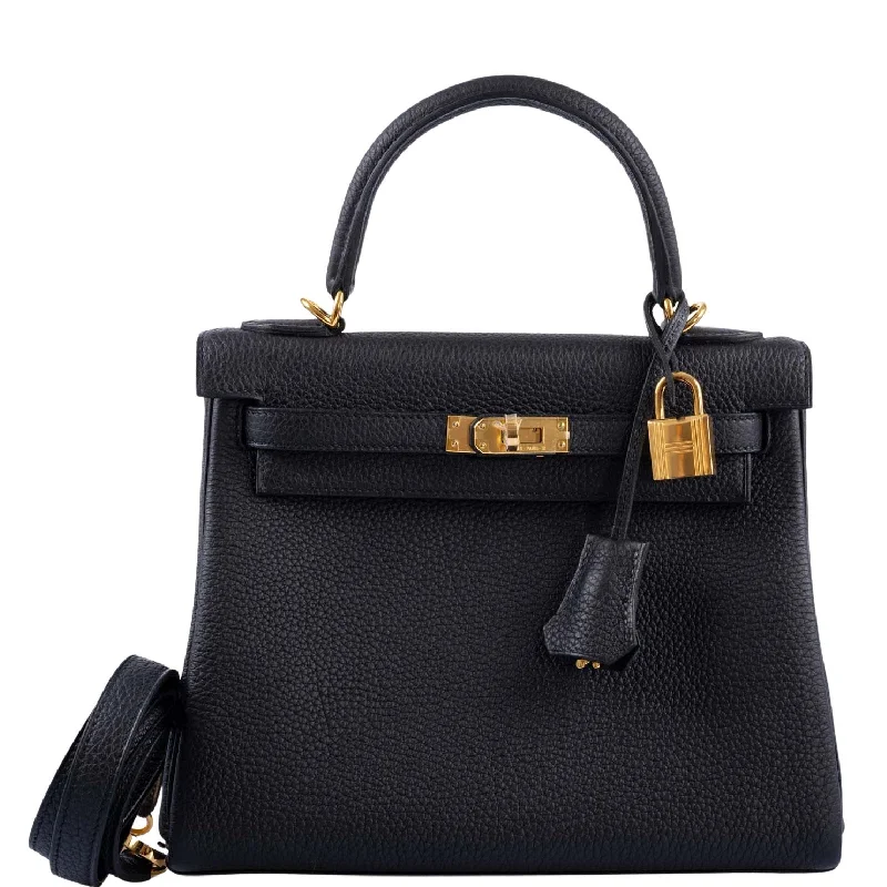 Hermès Kelly 25 Retourne Black Togo Gold Hardware