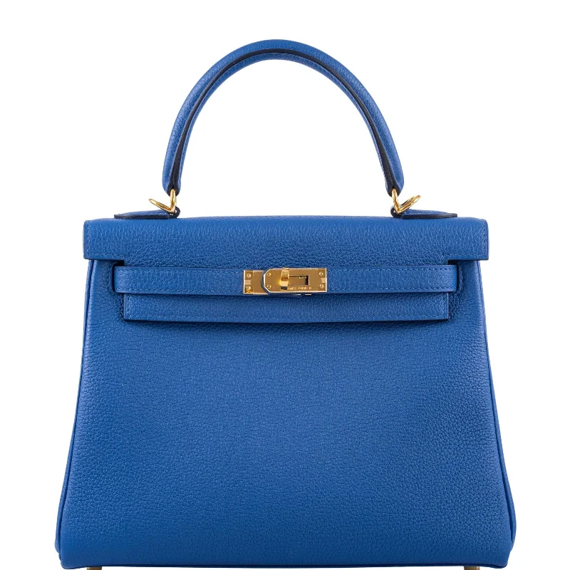 Hermès Kelly 25 Retourne Blue France Togo with Gold Hardware