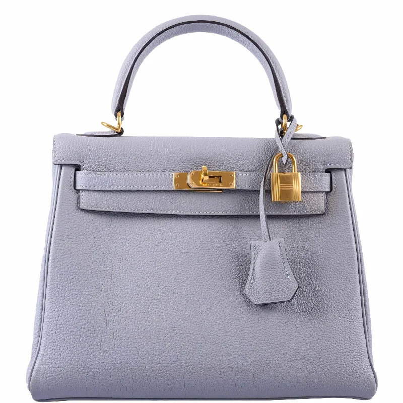 Hermès Kelly 25 Retourne Blue Glacier Togo Gold Hardware - 2016, X