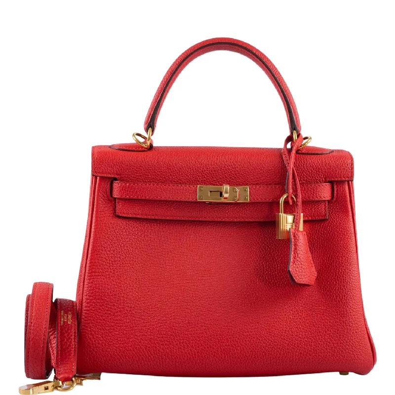 Hermès Kelly 25 Retourne Rouge de Coeur Togo with Gold Hardware