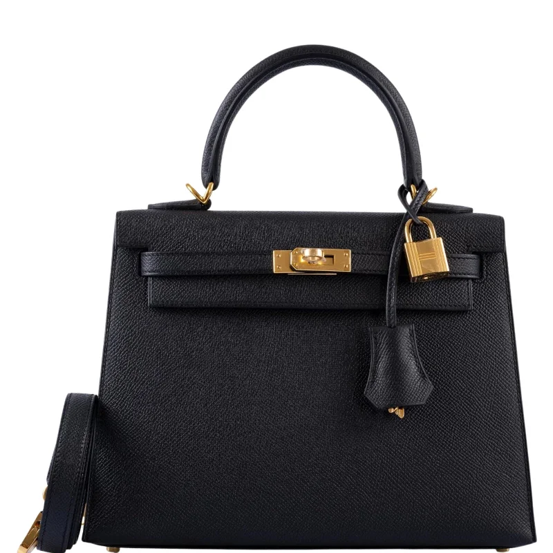 Hermès Kelly 25 Sellier Black Epsom with Gold Hardware