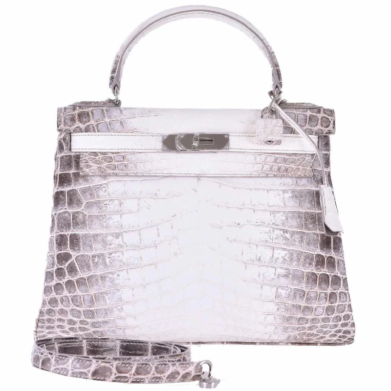 Hermès Kelly 28 Retourne Himalayan Porosus Crocodile Palladium Hardware