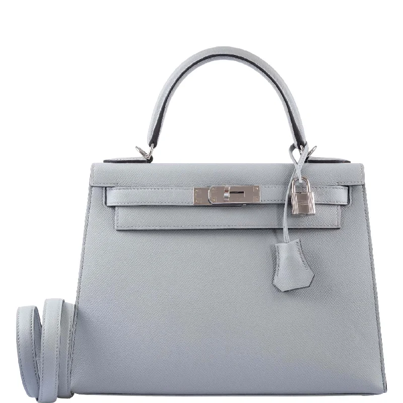 Hermès Kelly 28 Sellier Blue Glacier Epsom Palladium Hardware