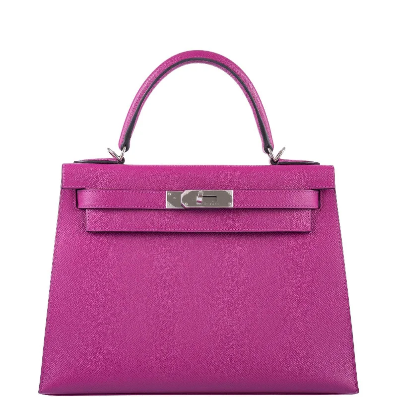 Hermès Kelly 28 Sellier Rose Pourpre Epsom Palladium Hardware