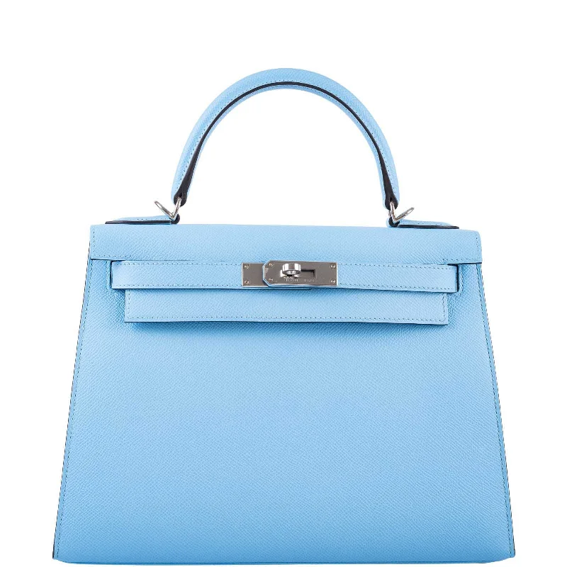 Hermès Kelly 28 Sellier Bleu Celeste Epsom Palladium Hardware