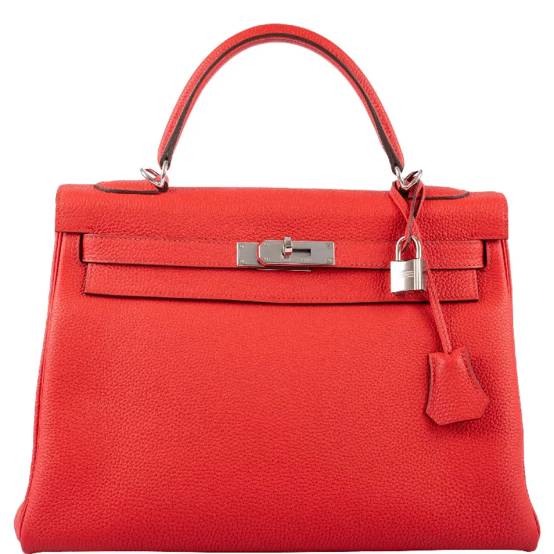 Hermès Kelly 32 Retourne Rouge de Coeur Togo with Palladium Hardware - 2019, D