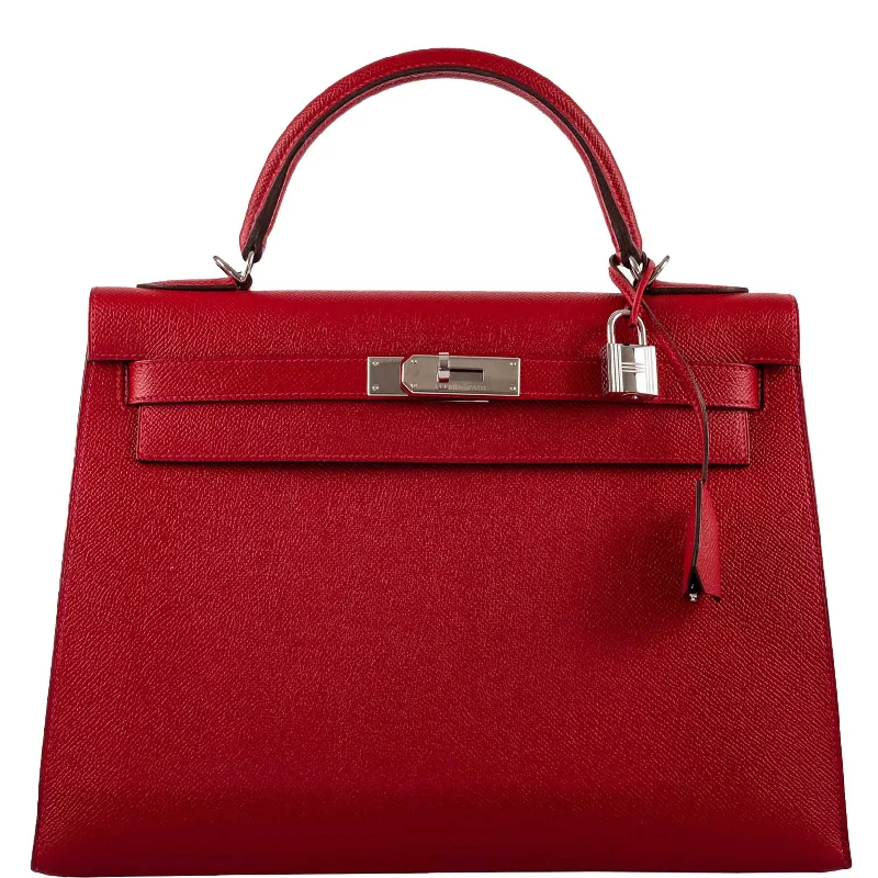 Hermès Kelly 32 Sellier Rouge Vif Epsom Leather Palladium Hardware - 2015, T