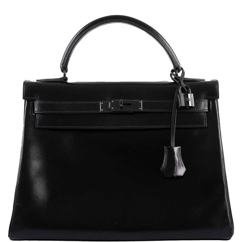 Hermès Kelly 32 SO BLACK Box leather Black PVD Hardware - 2010, N Square