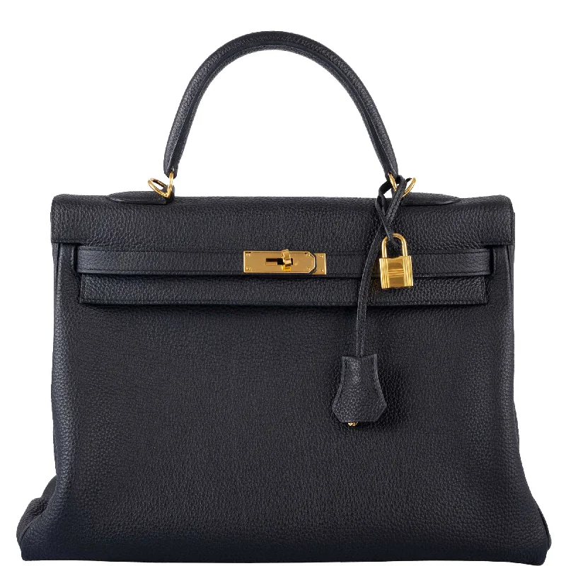 Hermès Kelly 35 Retourne Black Togo Gold Hardware