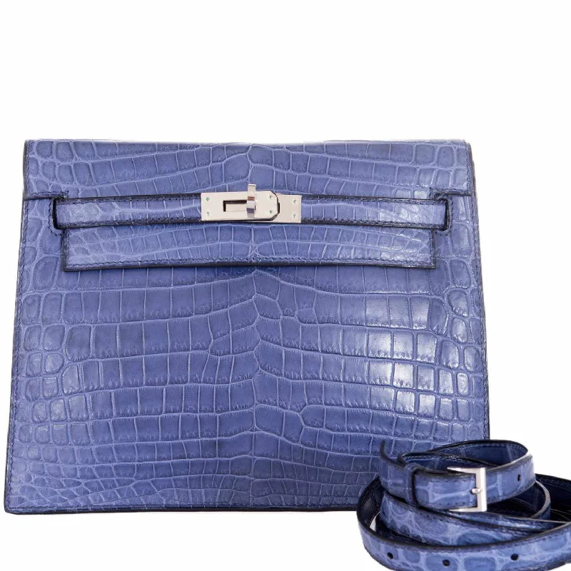 Hermès Kelly Danse Blue Brighton Niloticus Crocodile Palladium Hardware