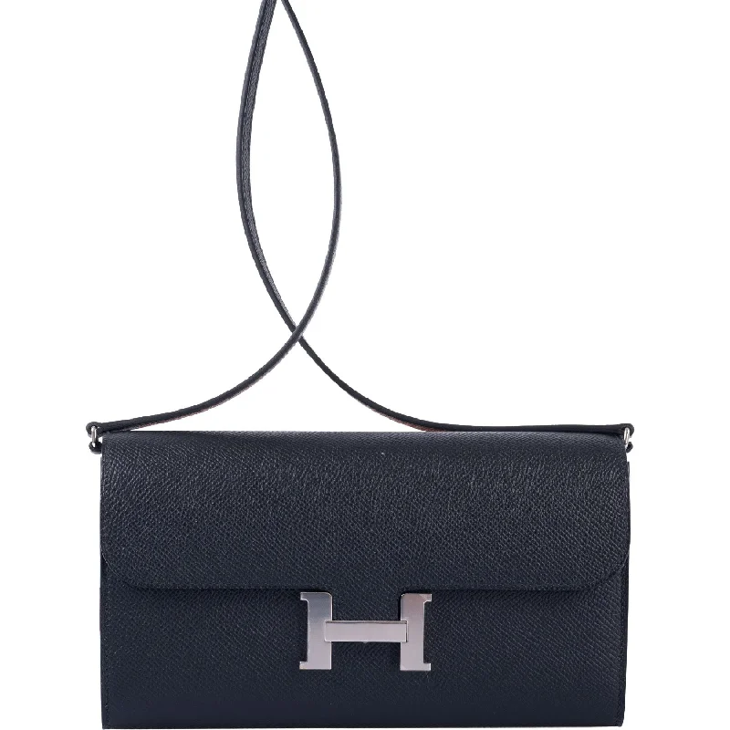 Hermès Kelly Longue Wallet Black Epsom Palladium Hardware