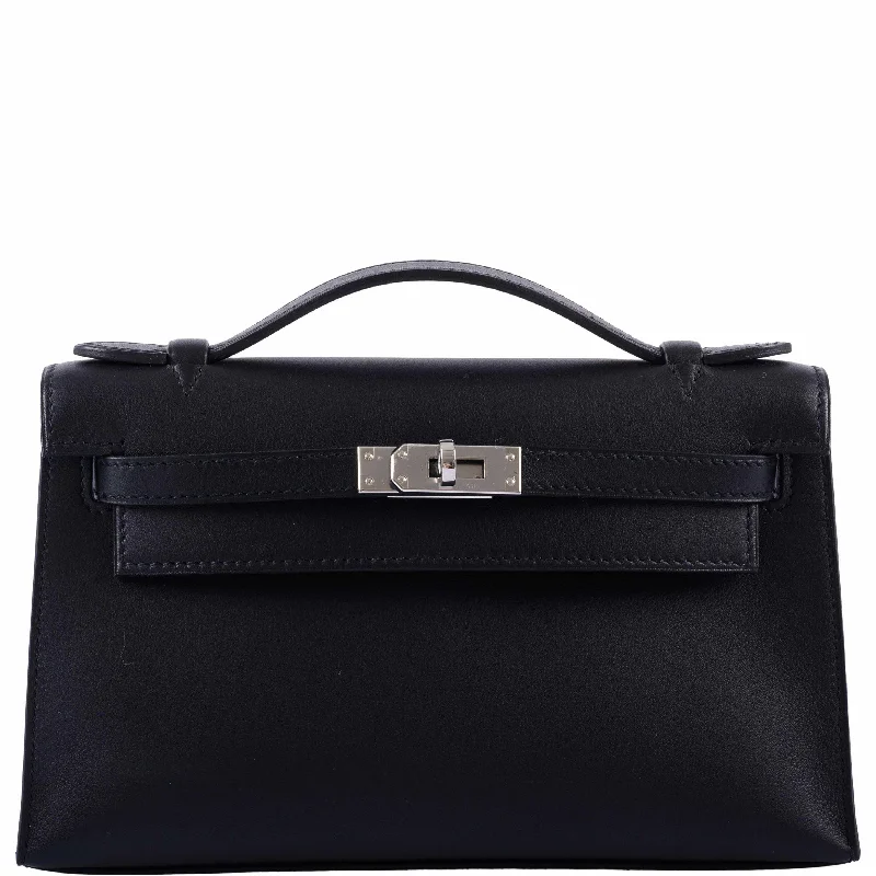 Hermès Kelly Mini Pochette Black Swift with Palladium Hardware