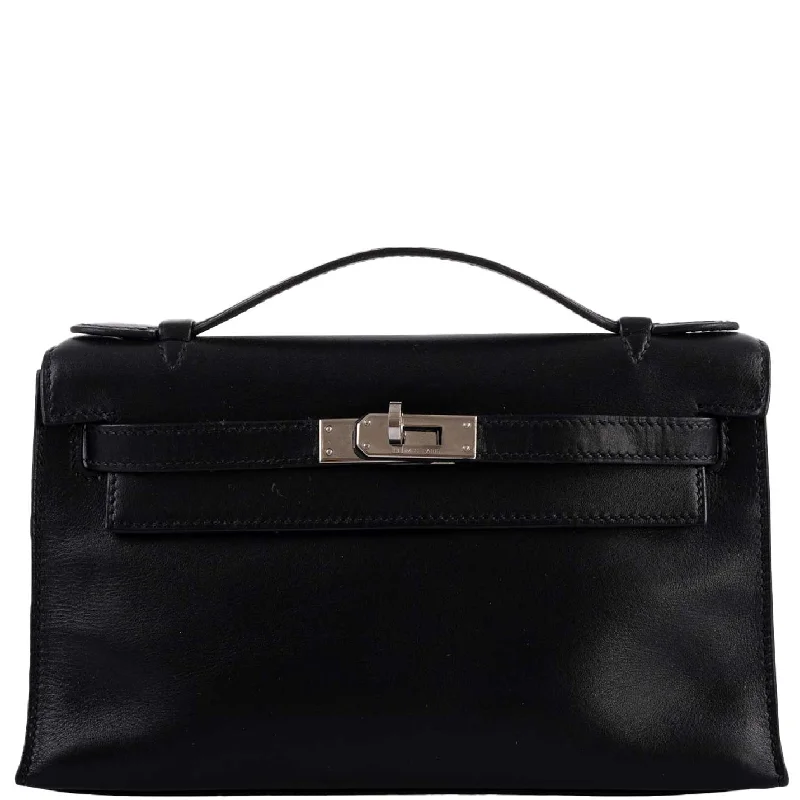 Hermès Kelly Mini Pochette Black Swift with Palladium Hardware - 2004, H Square