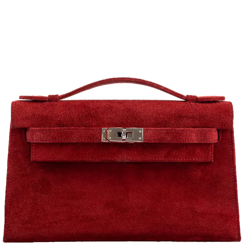 Hermès Kelly Mini Pochette Framboise Suede Palladium Hardware