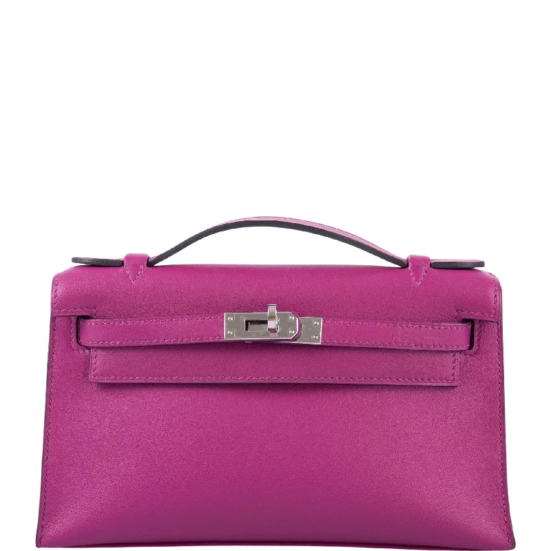 Hermès Kelly Mini Pochette Rose Pourpre Swift Palladium Hardware