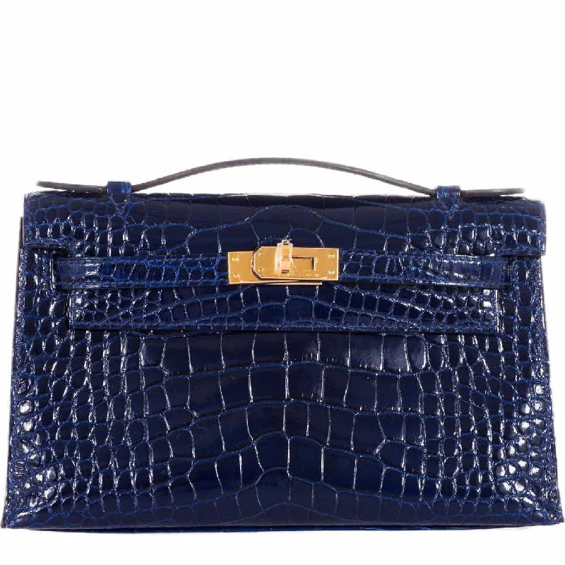 Hermès Kelly Pochette JPG Blue Sapphire Alligator Gold Hardware - Limited