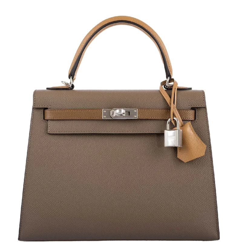 Hermès Limited Edition Sellier Kelly 25 Etoupe, Alezan & Biscuit Epsom with Palladium Hardware - Z, 2021