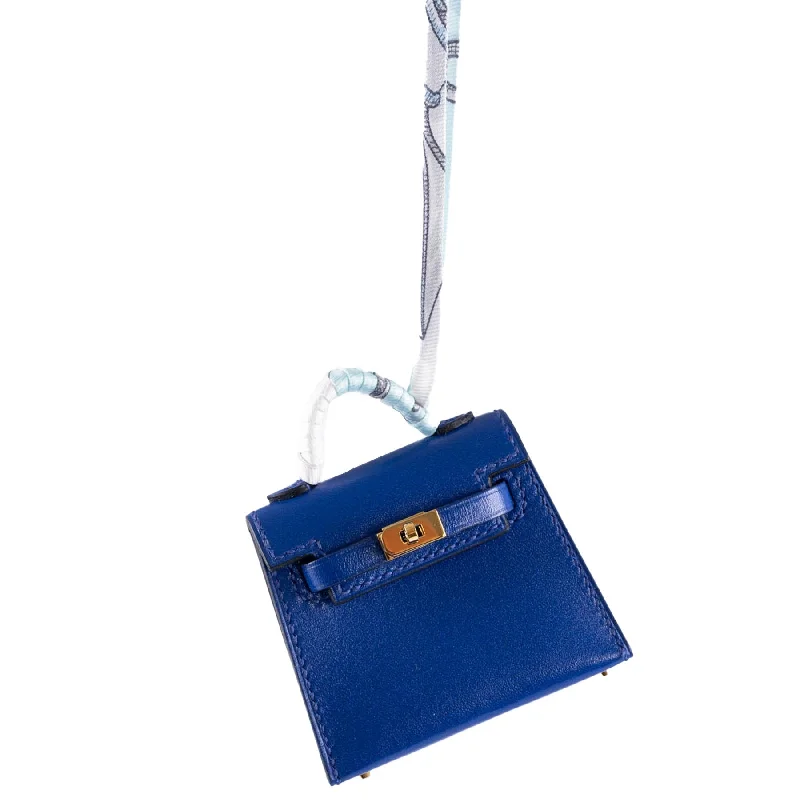 Hermès Micro Kelly Twilly Charm Blue Electric Tadelakt Gold Hardware