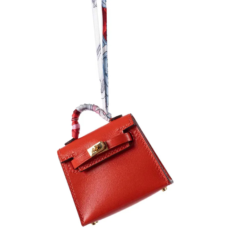 Hermès Micro Kelly Twilly Charm Feu Orange Tadelakt Leather Gold Hardware - 2020, Y