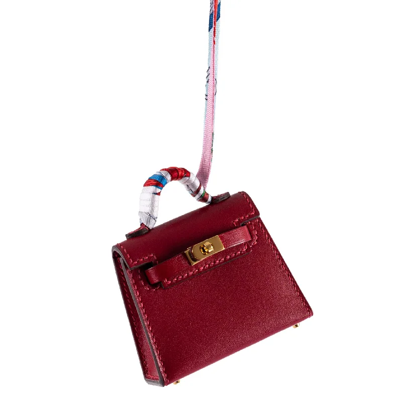 Hermès Micro Kelly Twilly Charm Rouge Vif Tadelakt Leather Gold Hardware - 2020, Y