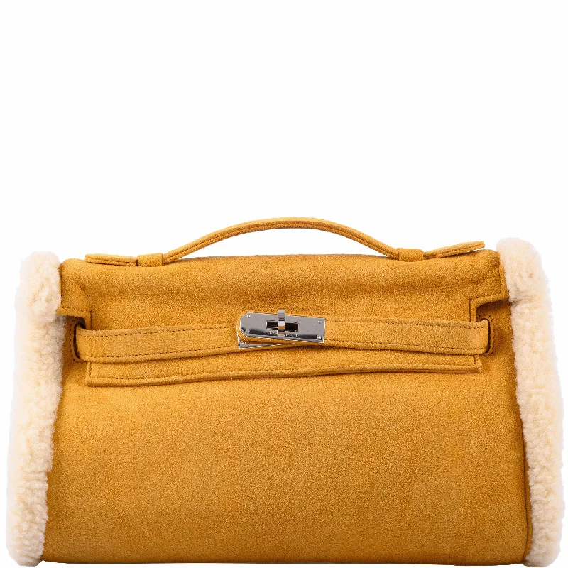 Hermès Teddy Kelly Muff Sable Doblis Suede & Mouton Shearling Palladium Hardware