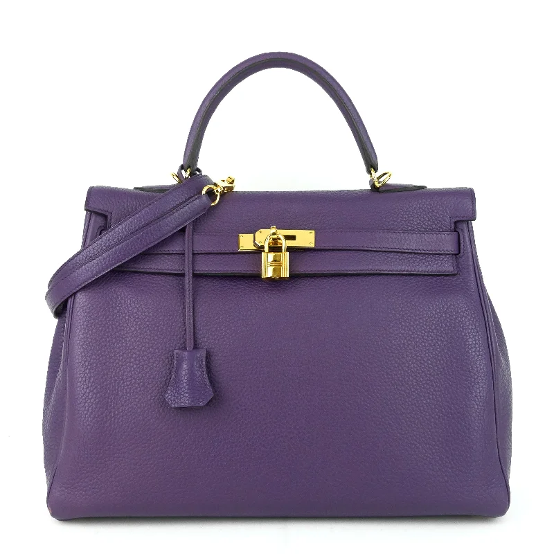 Kelly 35 Violet Clemence Leather Bag