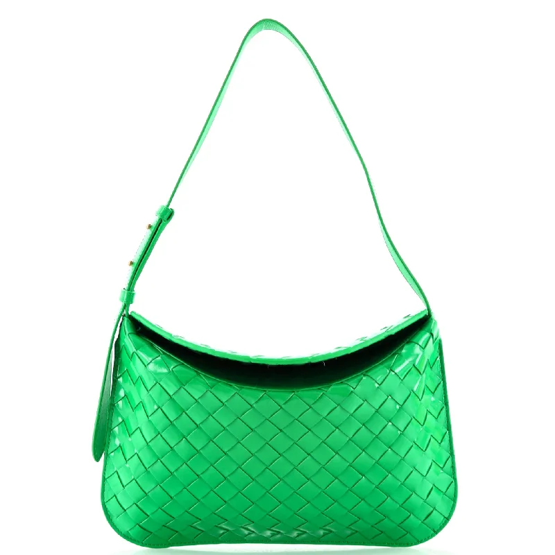 Fold Over Flap Hobo Intrecciato Patent Small