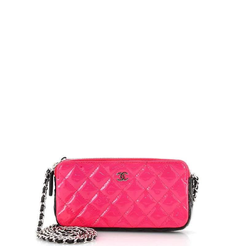 Double Zip Clutch with Chain Quilted Patent