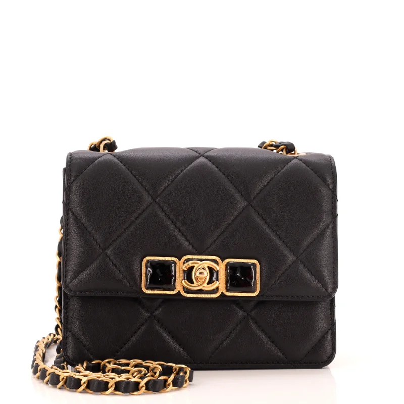 Resin CC Flap Bag Quilted Calfskin Mini