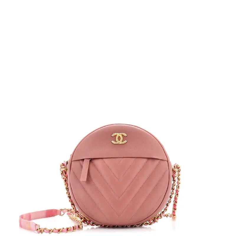 Round as Earth Crossbody Bag Chevron Calfskin