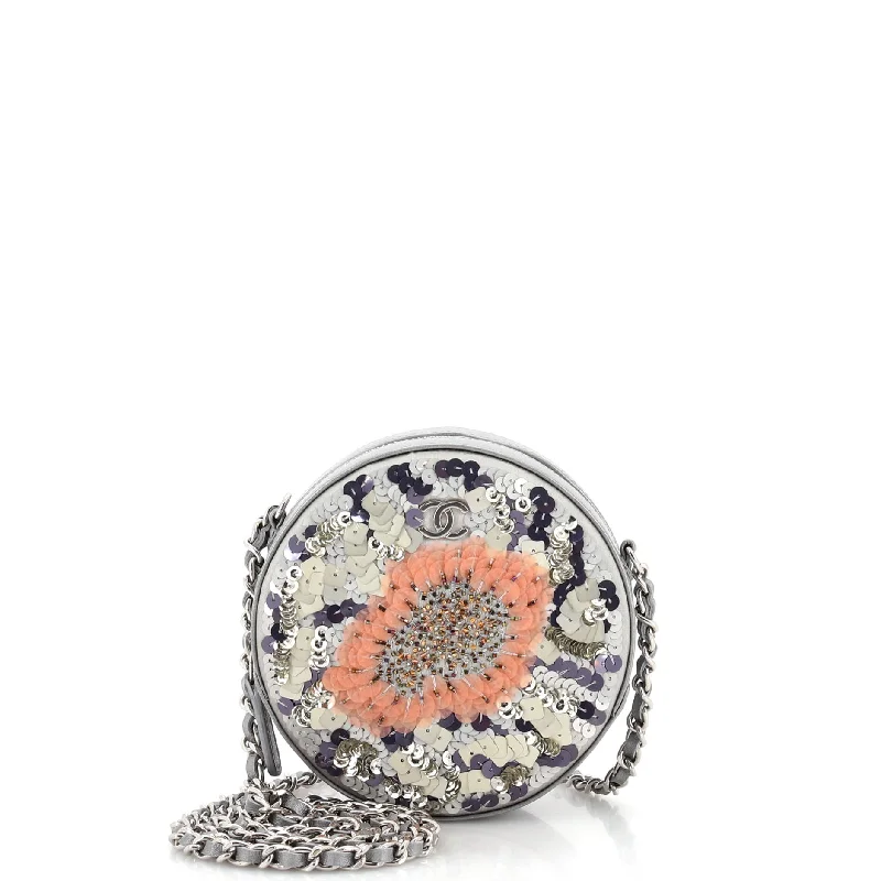 Round Clutch with Chain Sequins Mini