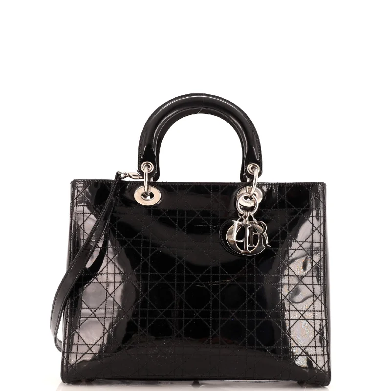 Lady Dior Bag Cannage Quilt Patent Large