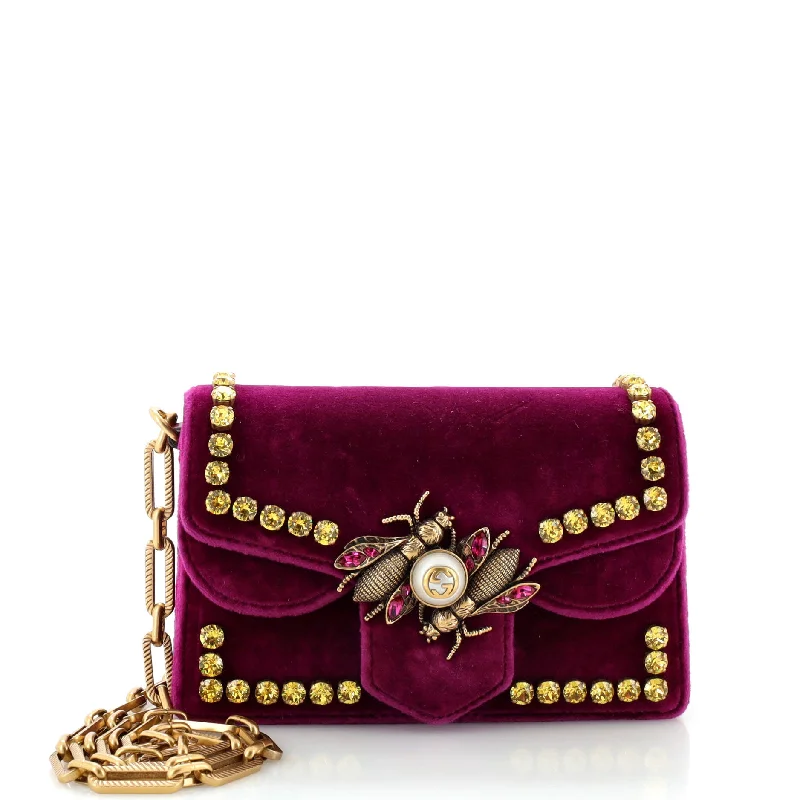 Broadway Pearly Bee Shoulder Bag Crystal Embellished Velvet Mini