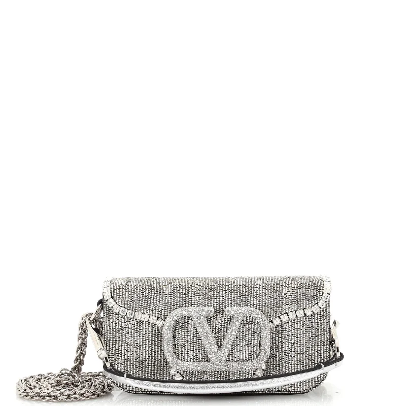 VLogo Loco Flap Shoulder Bag Embellished Leather Small